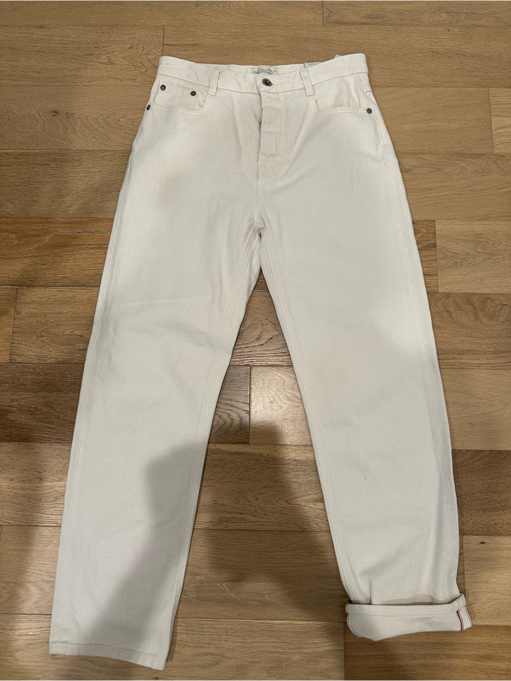 Suitsupply Mens Candiani Denim Jeans 30/28 Ecru Off White Made in Italy Selvedge